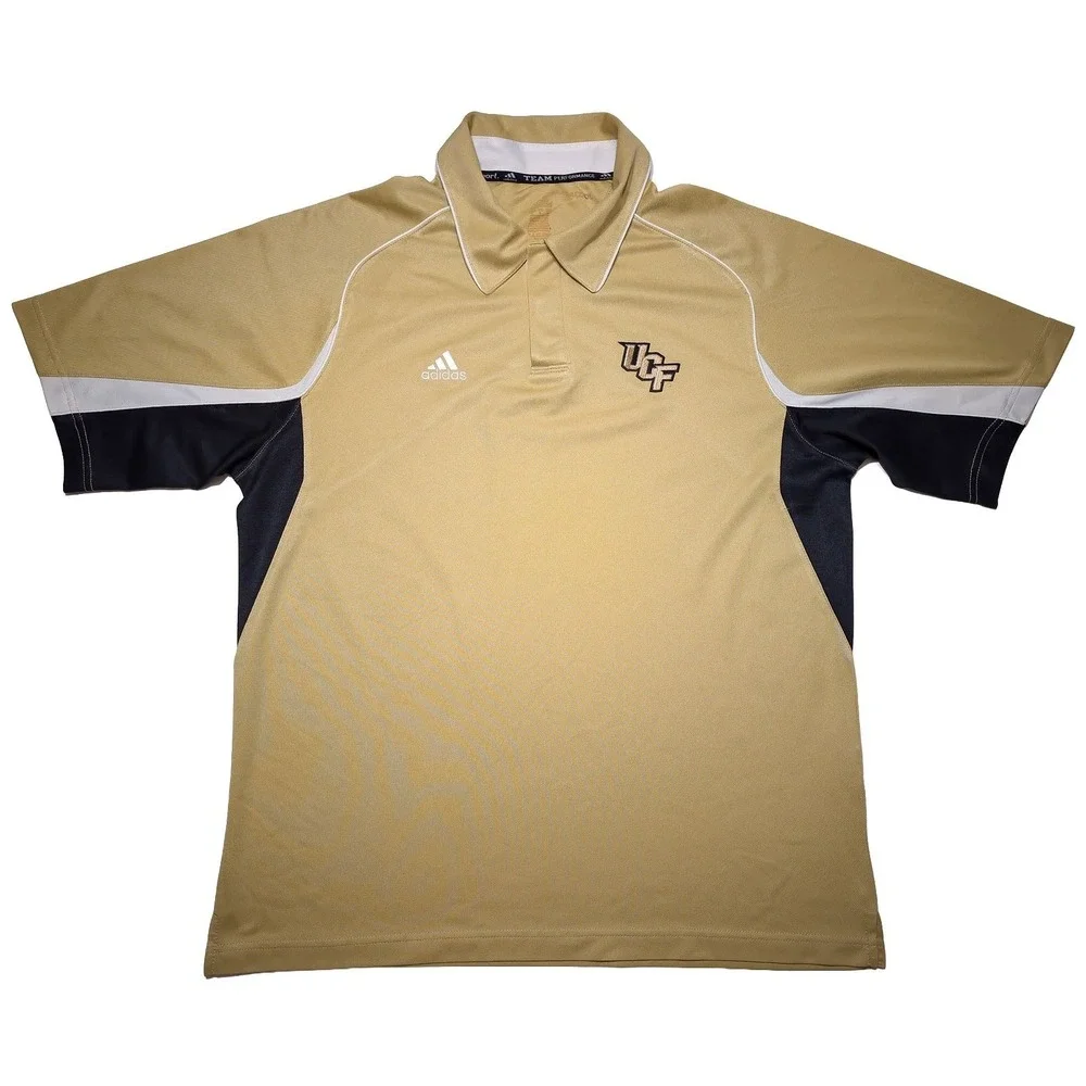 Vintage ADIDAS UCF Knights Polo Shirt Gold Men's Large L